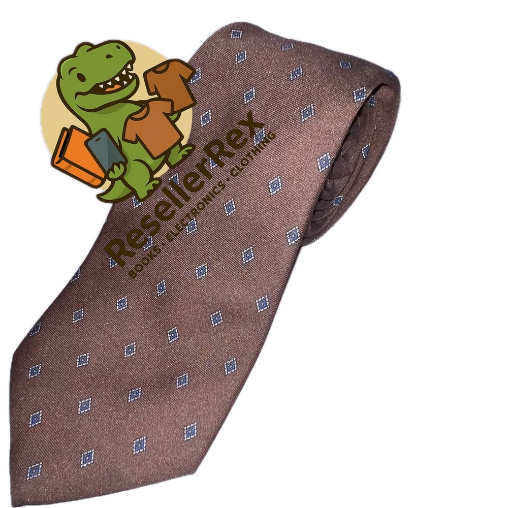 John Henry Twill Blend Micro Diamond Pattern Classic Necktie Brown Blue